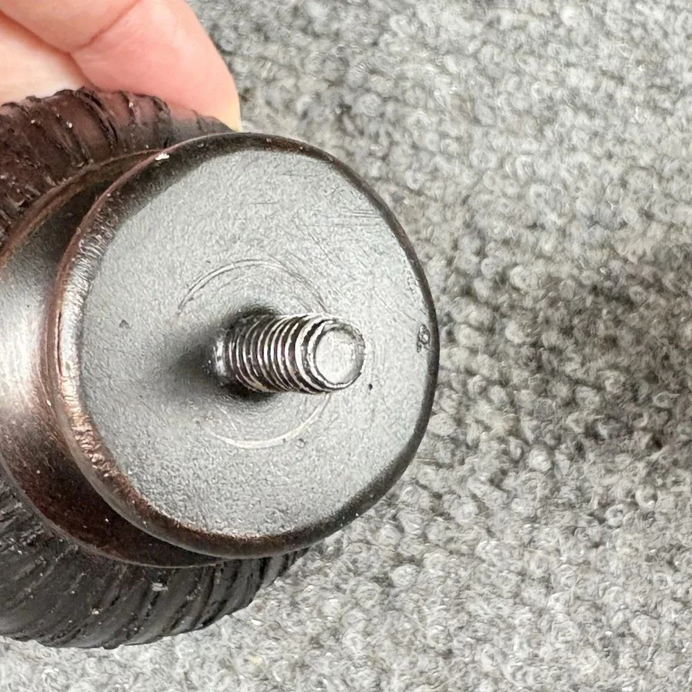 90s Ball-Shaped Curtain Rod Finials Pair of 2 Black‎ Bronze Striated Texture VTG